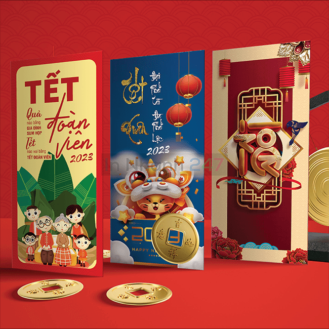 Lì xì tết Quý Mão 2023 mẫu 15 Lì xì tết Quý Mão 2023 mẫu 15