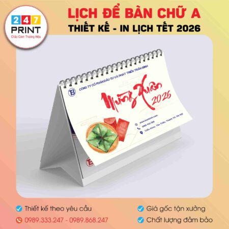 Lịch để bàn chữ A 2026-04