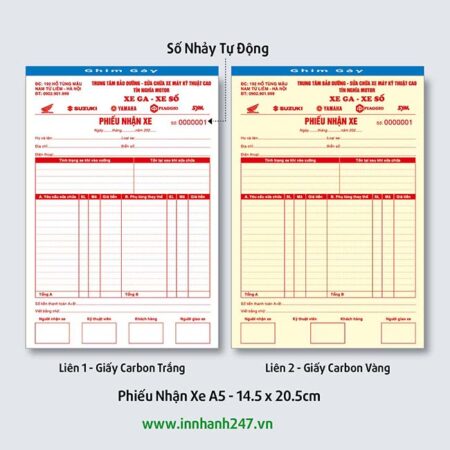 Phiếu nhận xe A5