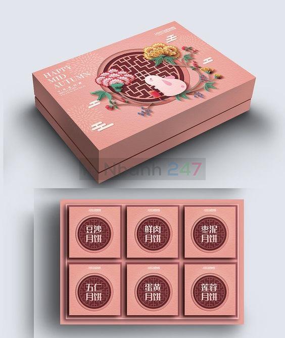 Mẫu thiết kế hộp bánh trung thu 6 cái