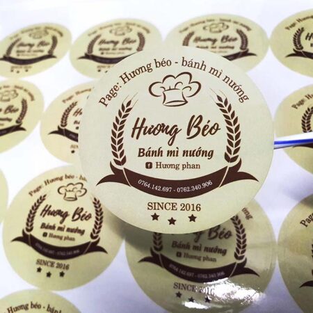 Sticker decal giấy tròn Hương Béo