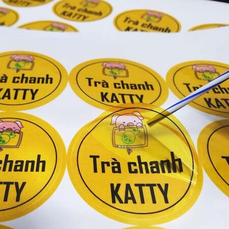 Sticker decal trong trà chanh Katty