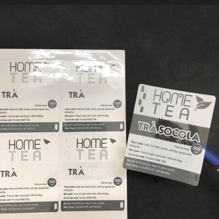Tem decal trong in mực trắng