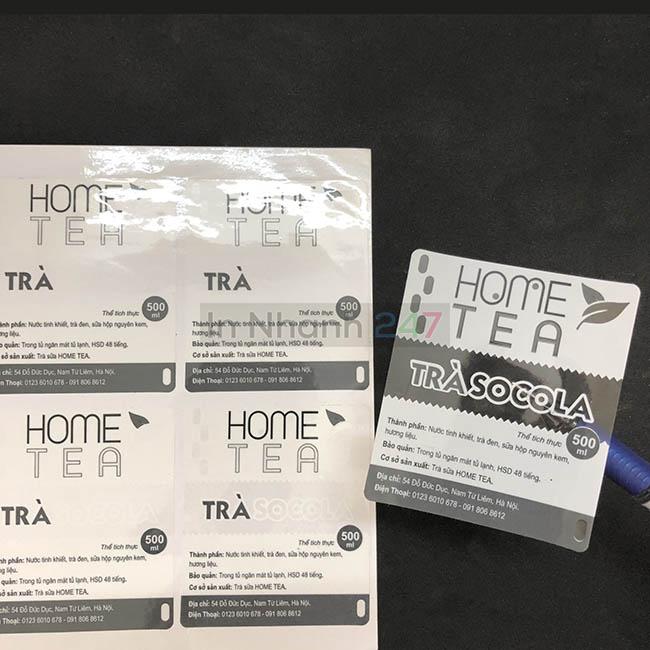 Tem decal trong in mực trắng Tem decal trong in mực trắng
