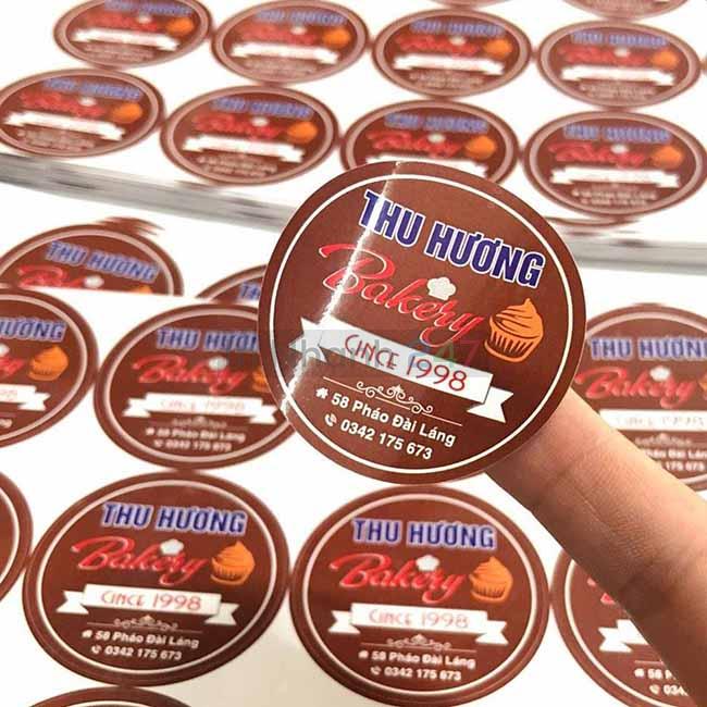 Tem decal giấy cán bóng Bakery Tem decal giấy cán bóng Bakery