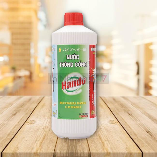 Tem decal giấy lọ nước thông cống Tem decal giấy lọ nước thông cống