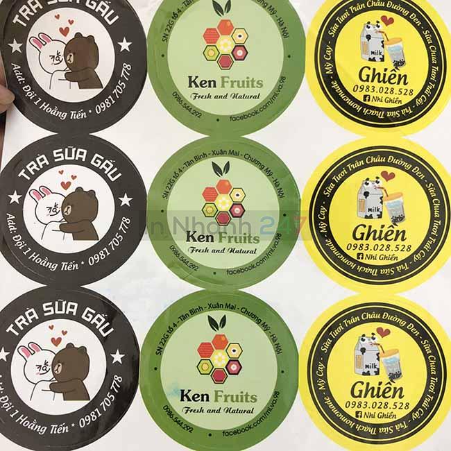 Tem decal giấy tròn dán cốc Tem decal giấy tròn dán cốc