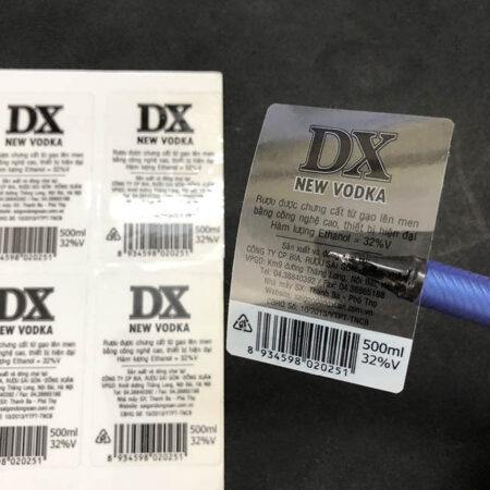 Tem decal trong in mực trắng