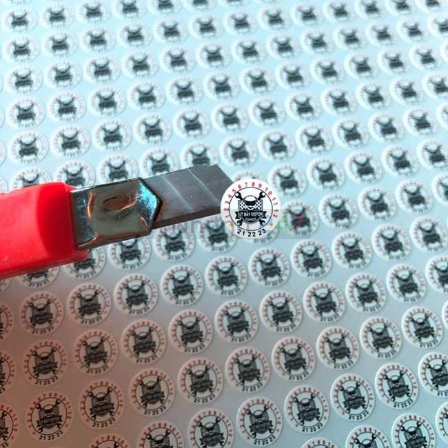 Tem decal vỡ tròn bảo hành Tem decal vỡ tròn bảo hành