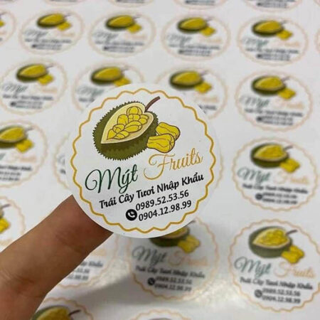 Tem giấy tròn Mít Fruits