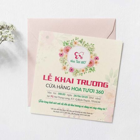 Thiệp mời khai trương cửa hàng hoa tươi 360
