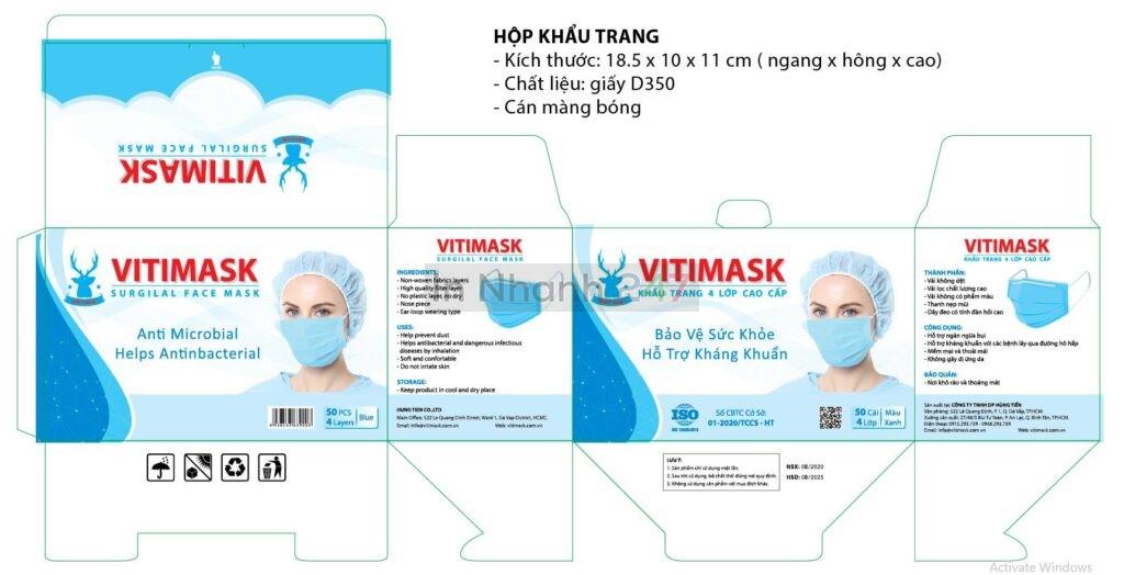 Quy cách in hộp khẩu trang Vitmask