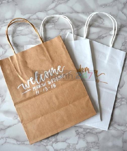 Túi giấy Kraft vàng & trắng