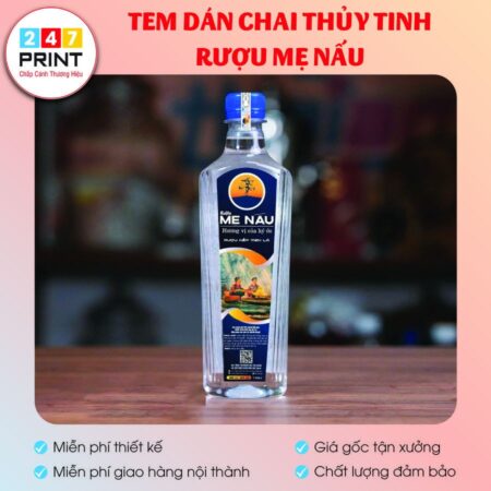 Tem dán chai thủy tinh rượu mẹ nấu
