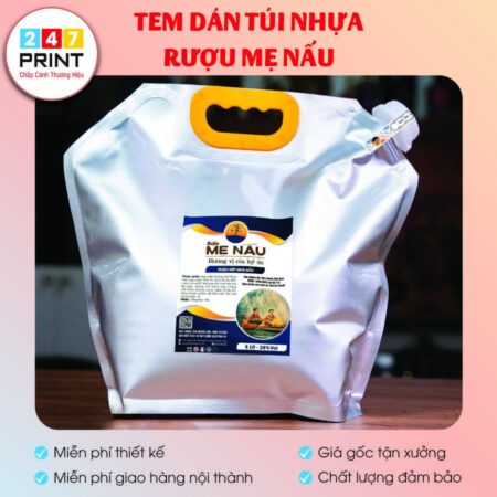 Tem dán túi zip rượu mẹ nấu