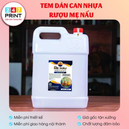 Tem dán can nhựa rượu mẹ nấu