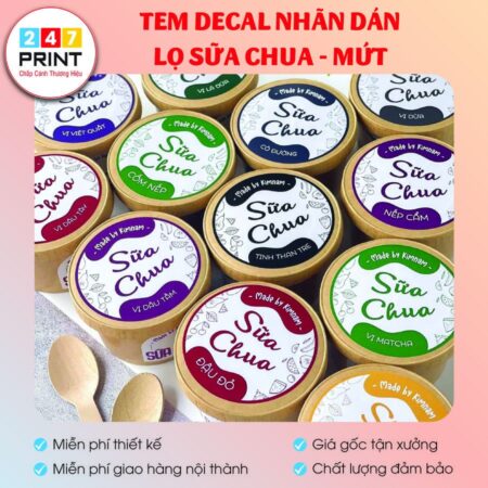 Tem dán nắp sữa chua