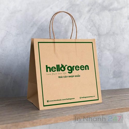 Túi giấy Kraft đựng hoa quả Hello Green